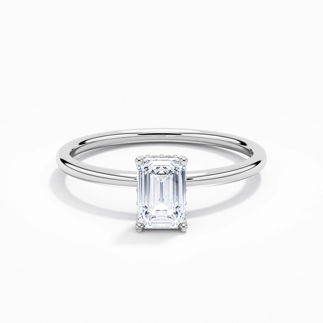 925 Sterling Silver Hidden Halo Engagement Ring