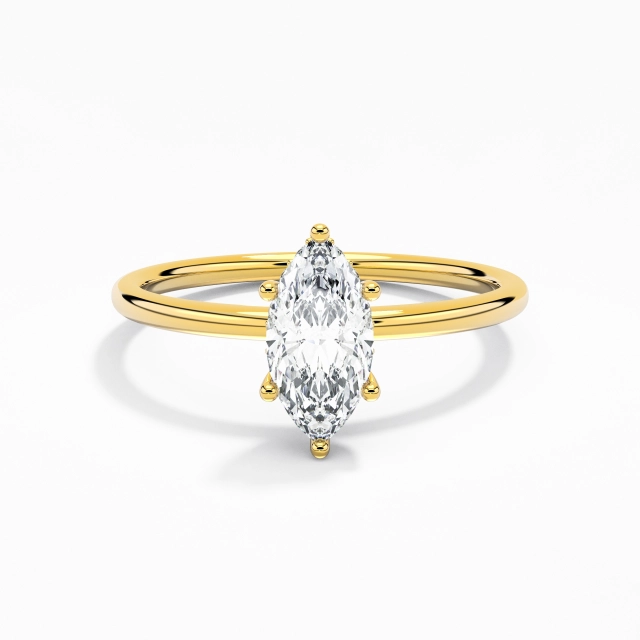 18K Yellow Gold Hidden Halo Simple 0.80ct Cubic Zirconia Engagement Ring 925 Sterling Silver