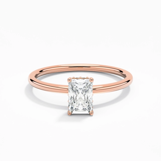 Or rose 18 carats Halo caché Simple 0.80ct Zircon cubique Bague de fiançailles Argent sterling 925