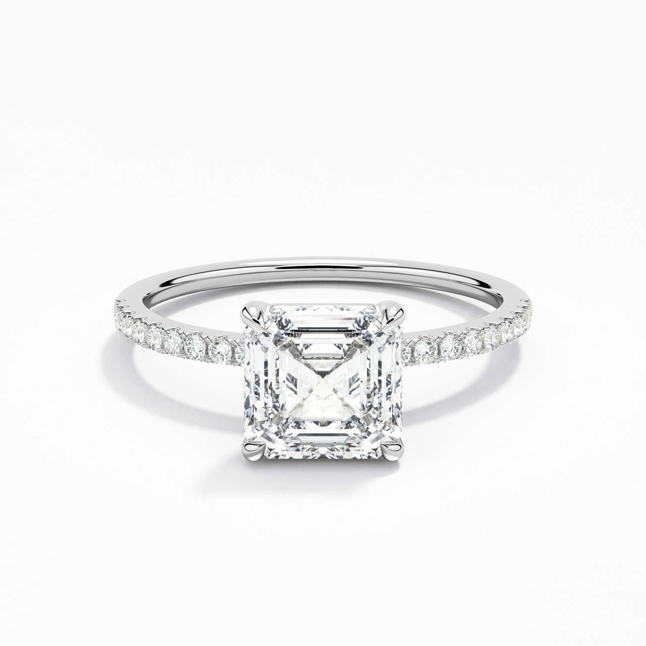 Simple Asscher 1.50ct Moissanite Engagement Ring