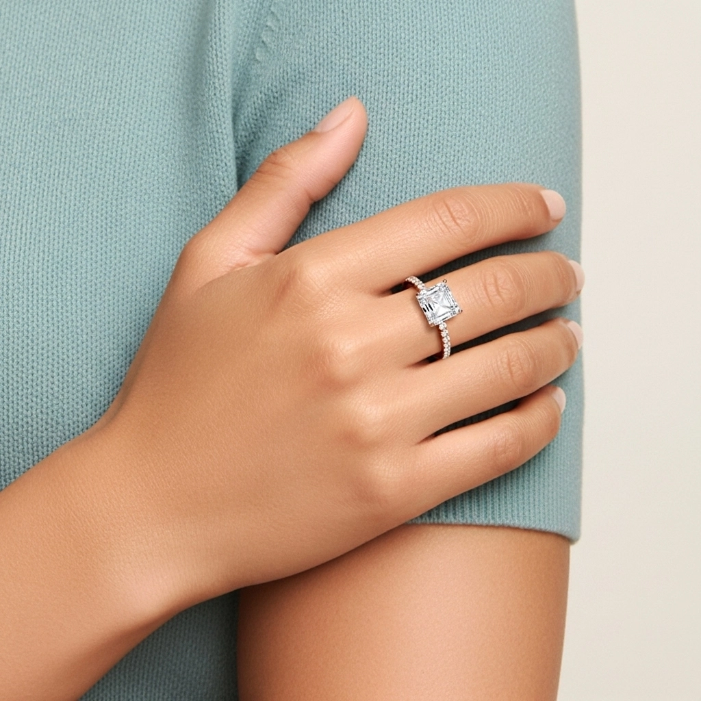 Simple Asscher 2.00ct Cubic Zirconia Engagement Ring