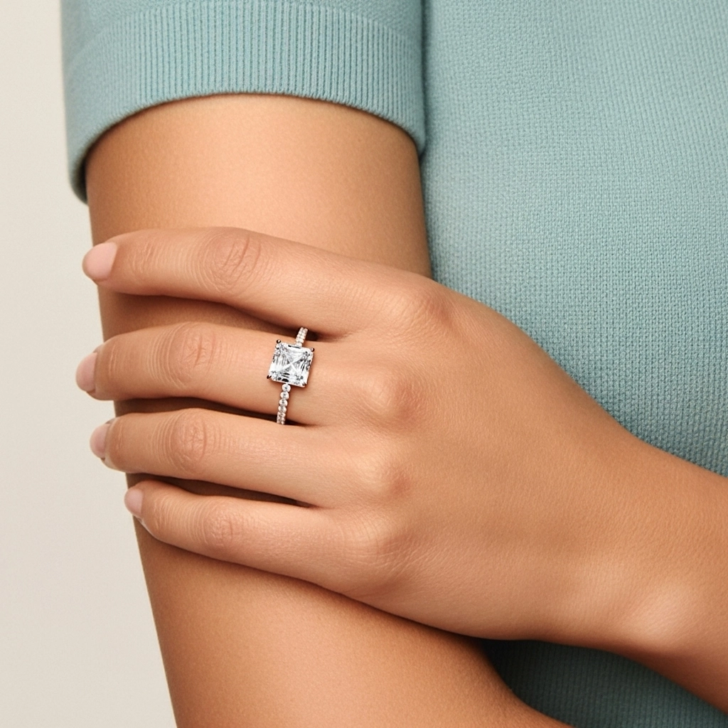 Simple Asscher 2.00ct Cubic Zirconia Engagement Ring