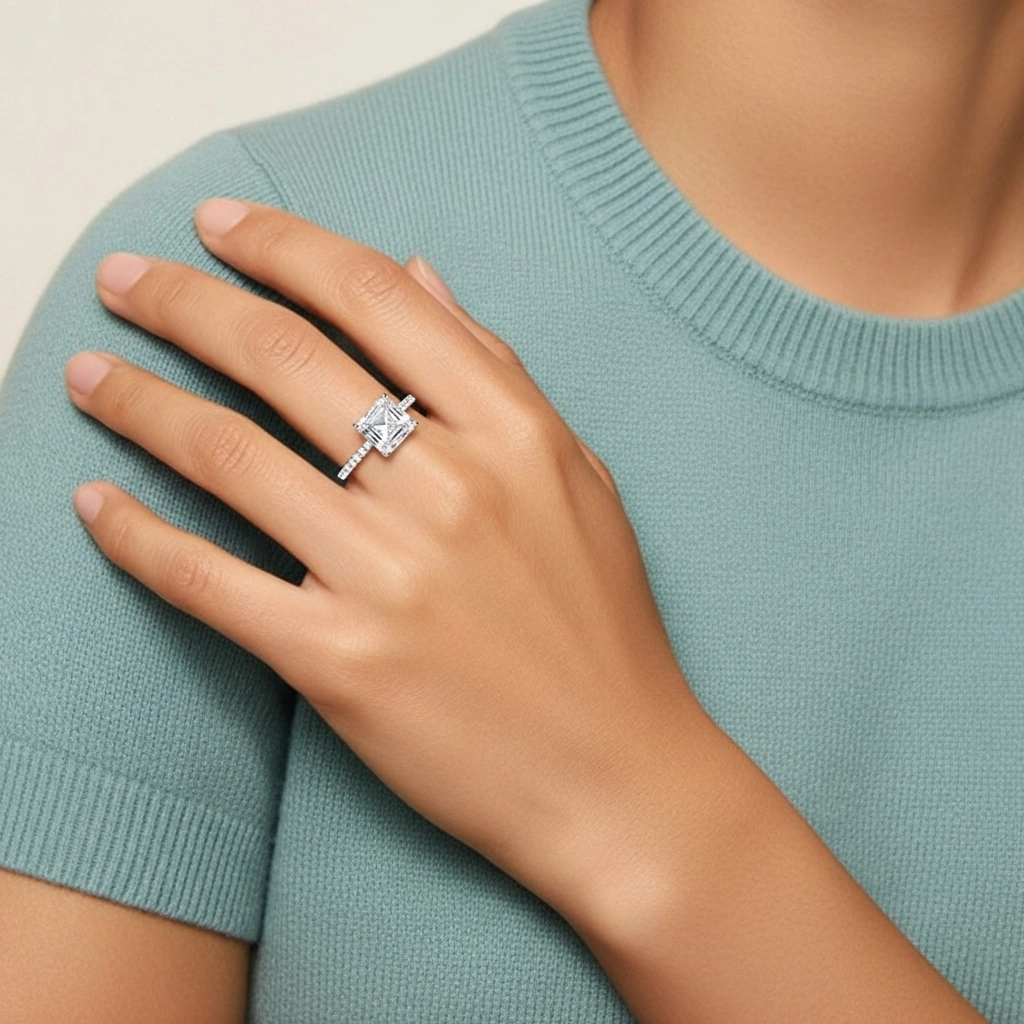 Simple Asscher 1.00ct Cubic Zirconia Engagement Ring