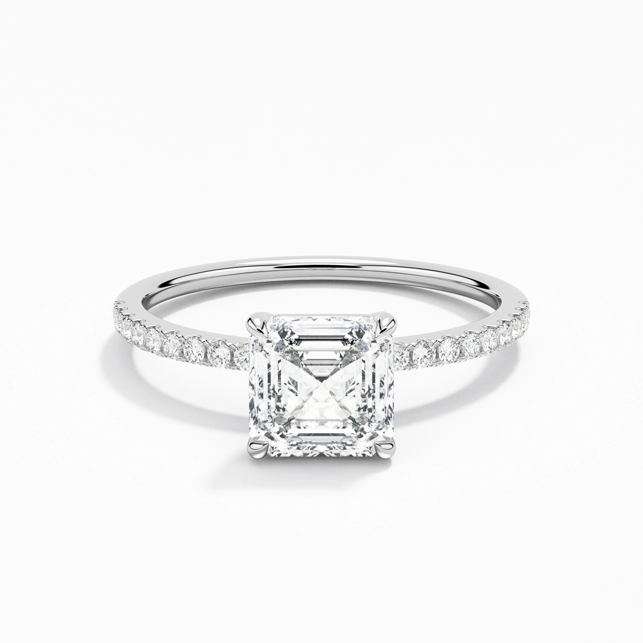 Simple Asscher 1.00ct Moissanite Engagement Ring