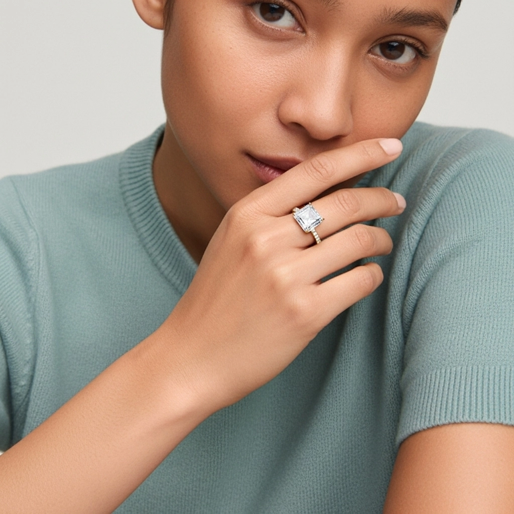 Simple Asscher 2.00ct Cubic Zirconia Engagement Ring