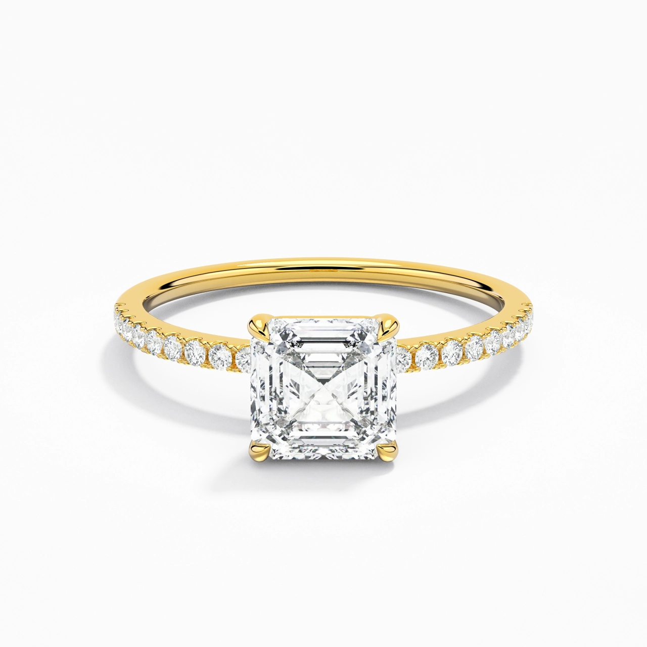 Simple Asscher 1.00ct Moissanite Bague de fiançailles