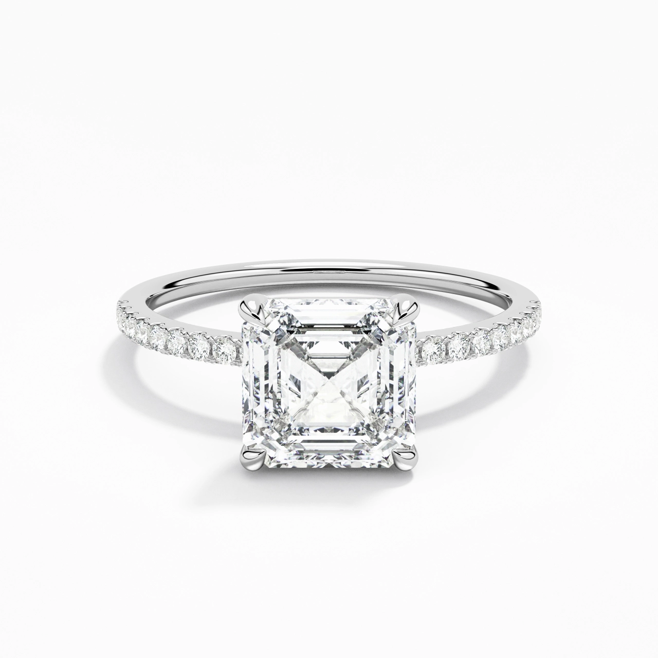 Simple Asscher 2.00ct Moissanite Engagement Ring