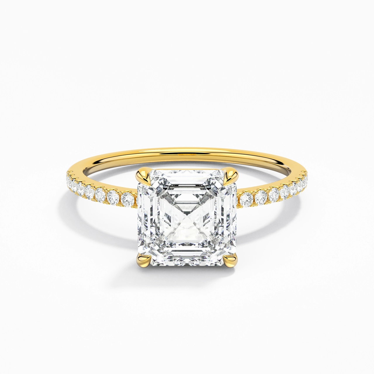 Simple Asscher 2.00ct Moissanite Engagement Ring