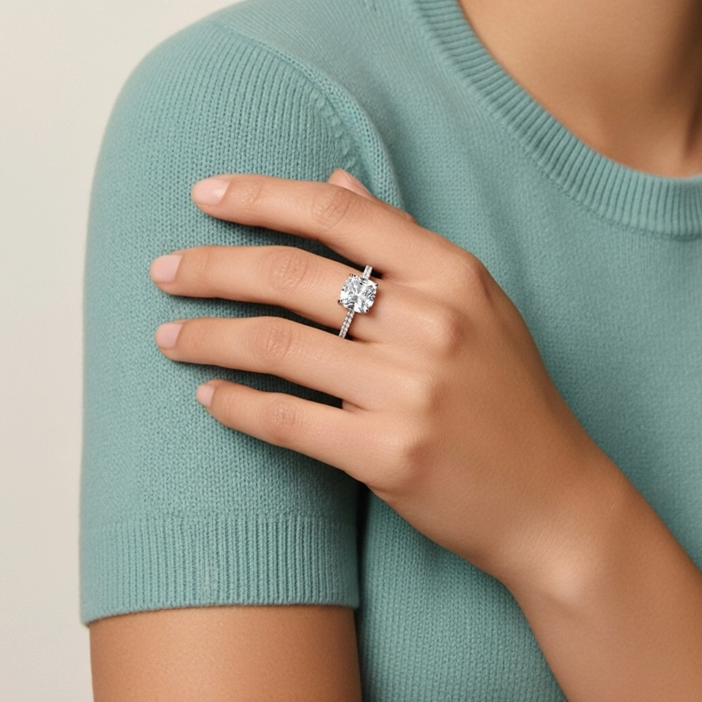 Simple Cushion 1.00ct Cubic Zirconia Engagement Ring