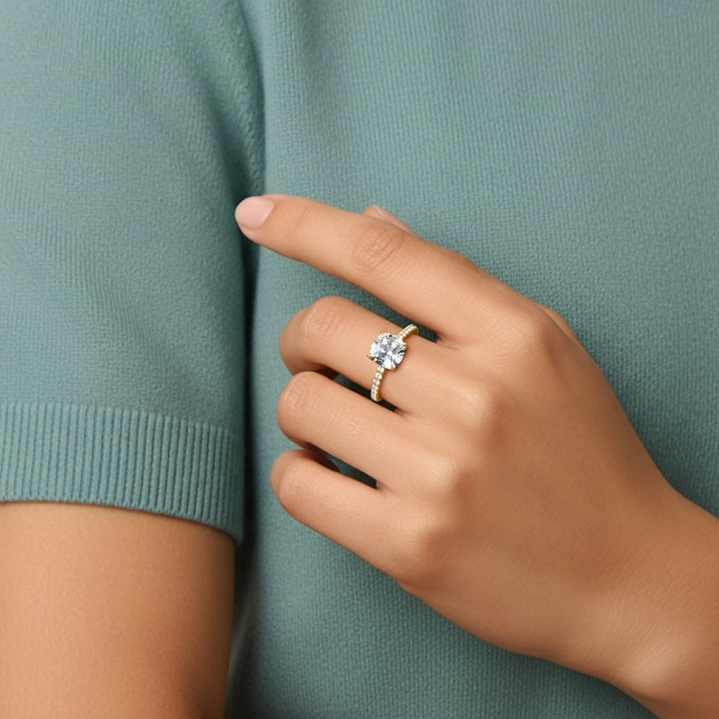 Simple Cushion 2.00ct Cubic Zirconia Engagement Ring