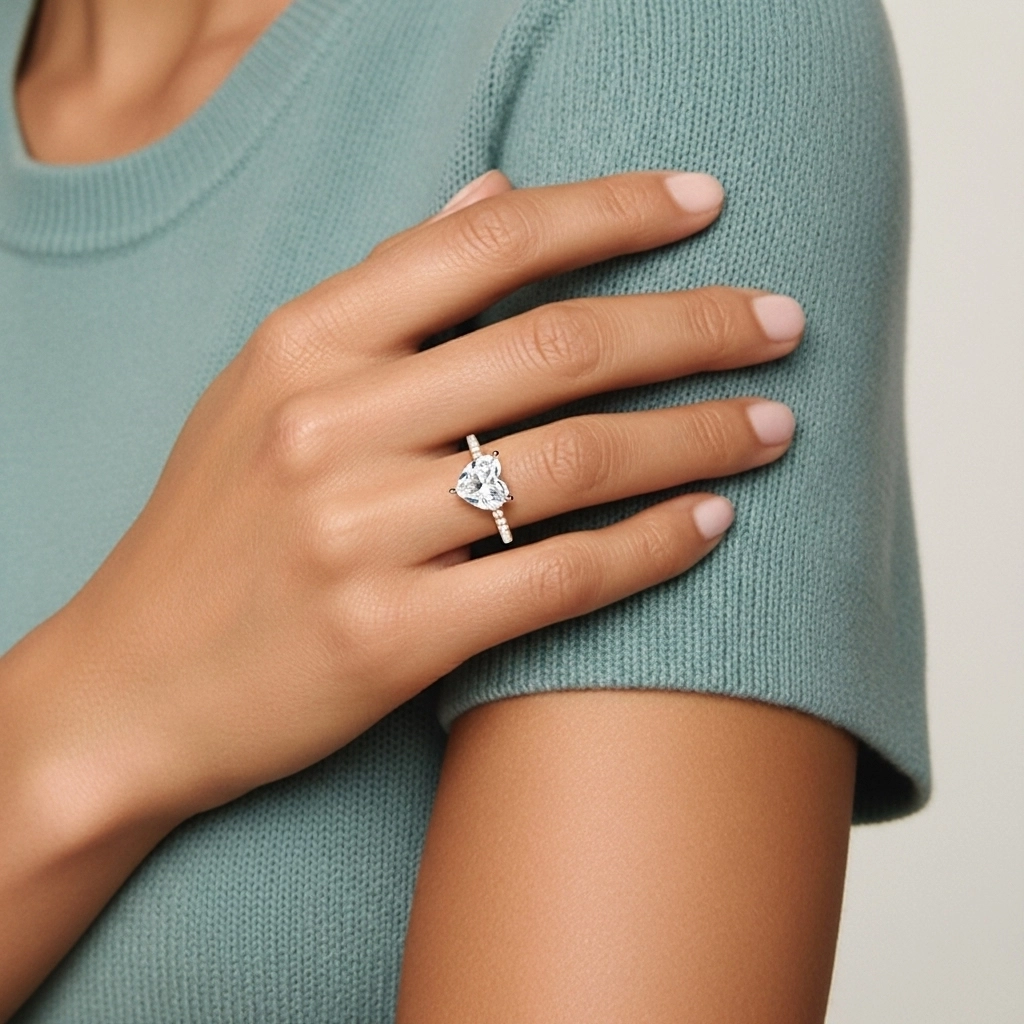 Simple Heart 1.00ct Cubic Zirconia Engagement Ring