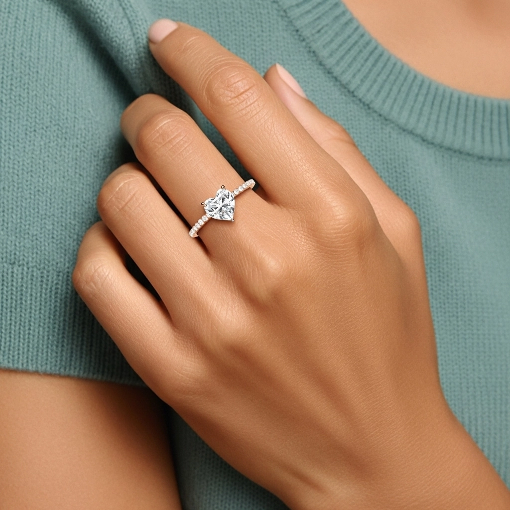 Simple Heart 1.00ct Cubic Zirconia Engagement Ring