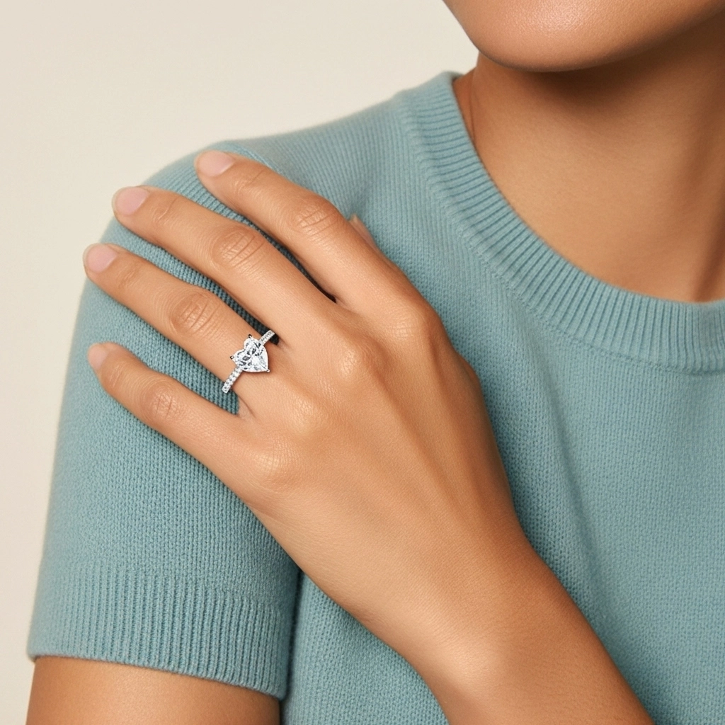 Simple Heart 1.00ct Cubic Zirconia Engagement Ring