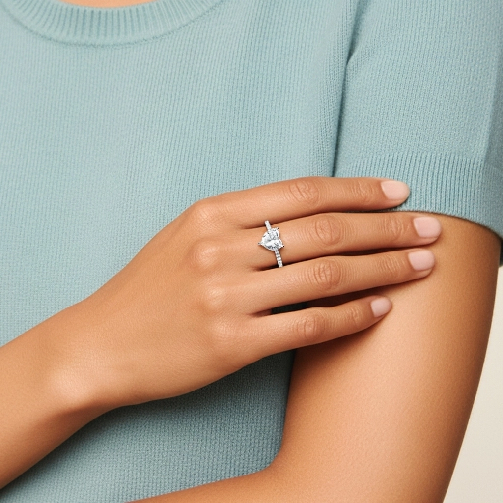 Simple Heart 1.00ct Cubic Zirconia Engagement Ring