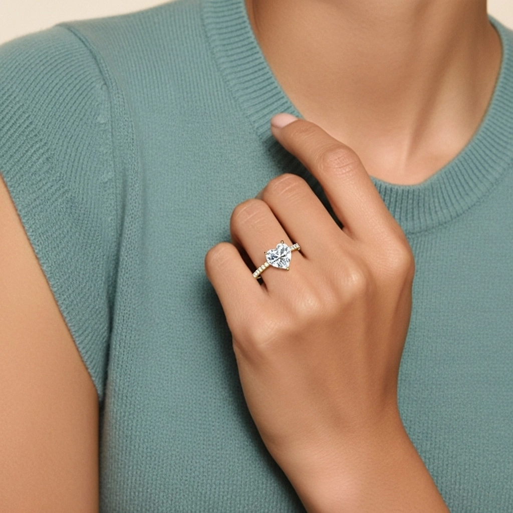 Simple Heart 1.00ct Cubic Zirconia Engagement Ring