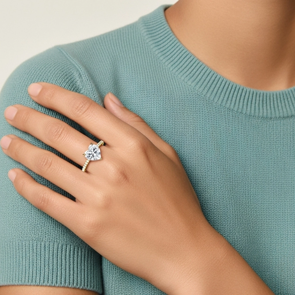 Simple Heart 1.00ct Cubic Zirconia Engagement Ring