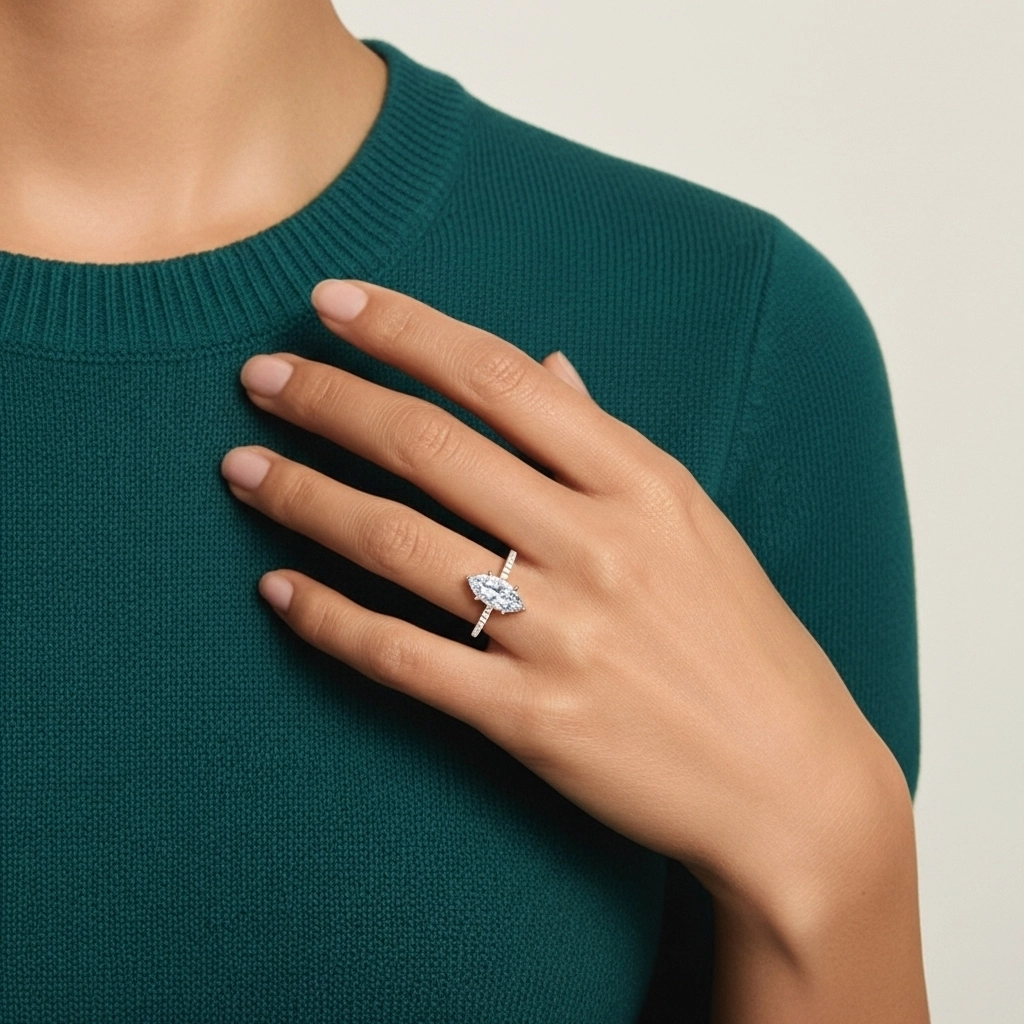 Simple Marquise 0.80ct Cubic Zirconia Engagement Ring