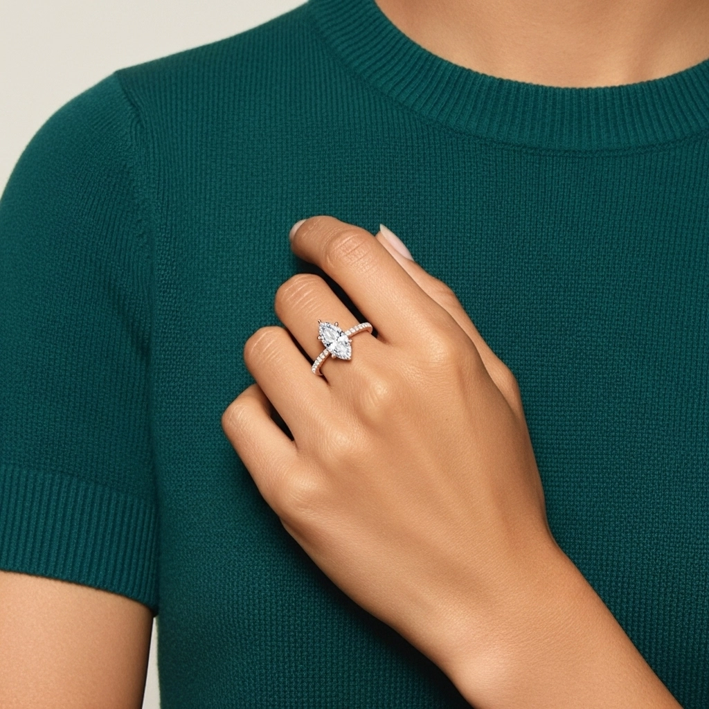 Simple Marquise 0.80ct Cubic Zirconia Engagement Ring