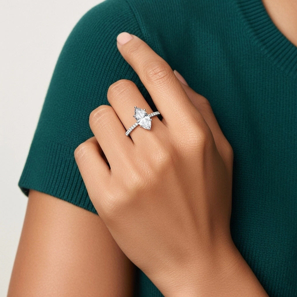 Simple Marquise 0.80ct Cubic Zirconia Engagement Ring