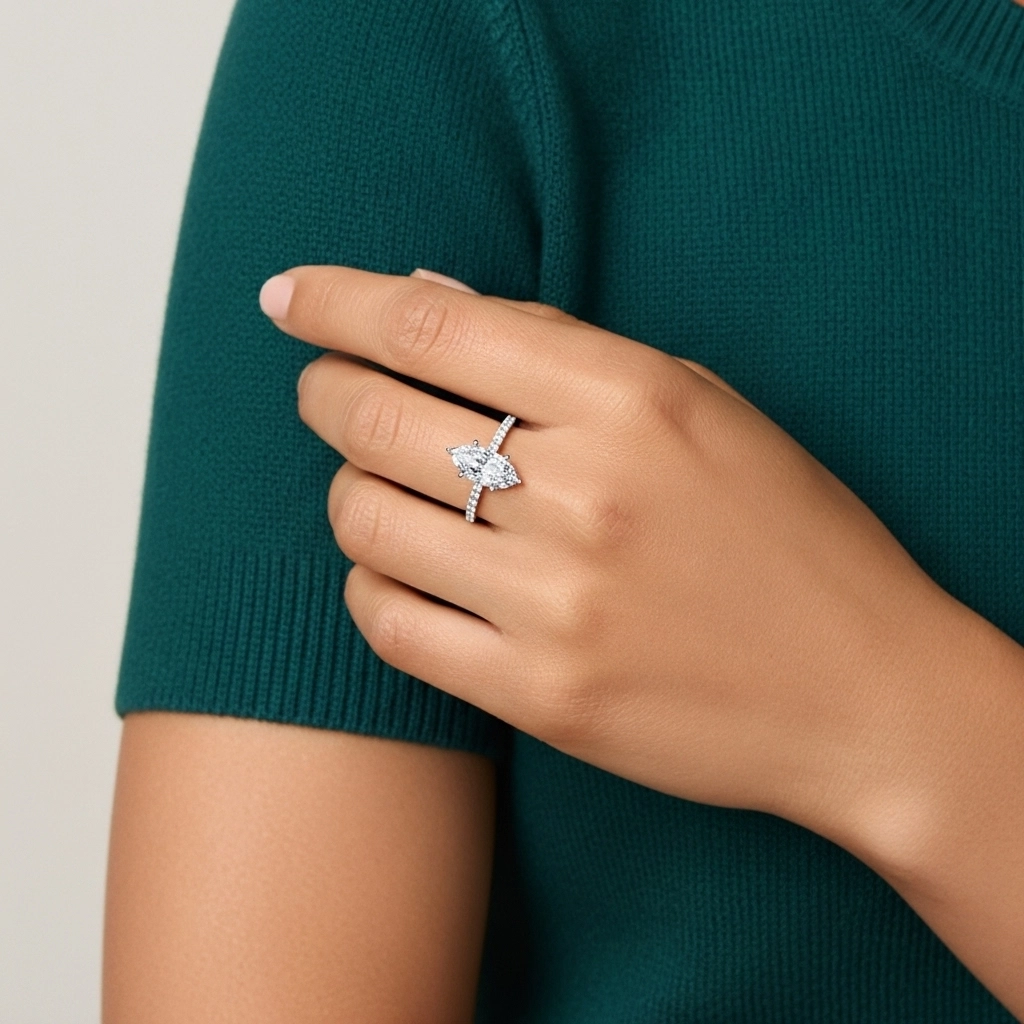 Simple Marquise 0.80ct Cubic Zirconia Engagement Ring