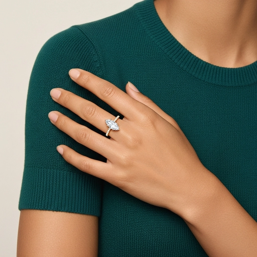 Simple Marquise 0.80ct Cubic Zirconia Engagement Ring