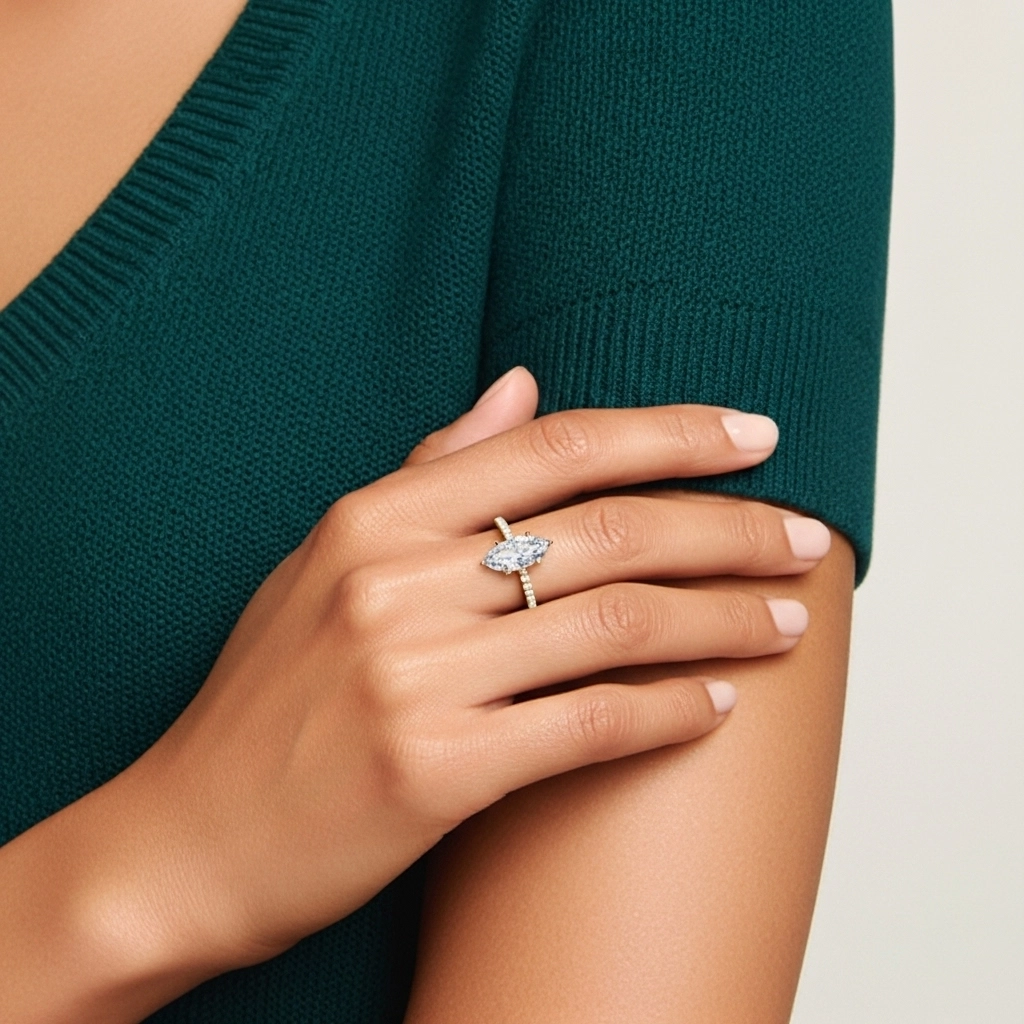 Simple Marquise 0.80ct Cubic Zirconia Engagement Ring