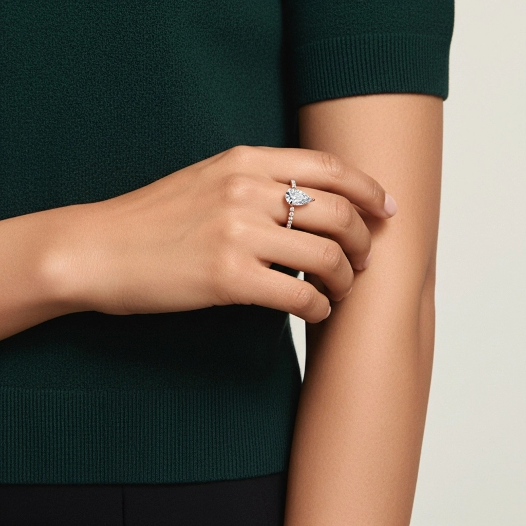 Simple Pear 1.00ct Cubic Zirconia Engagement Ring