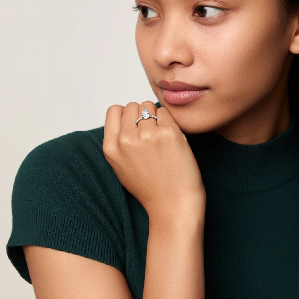 Simple Pear 1.00ct Cubic Zirconia Engagement Ring