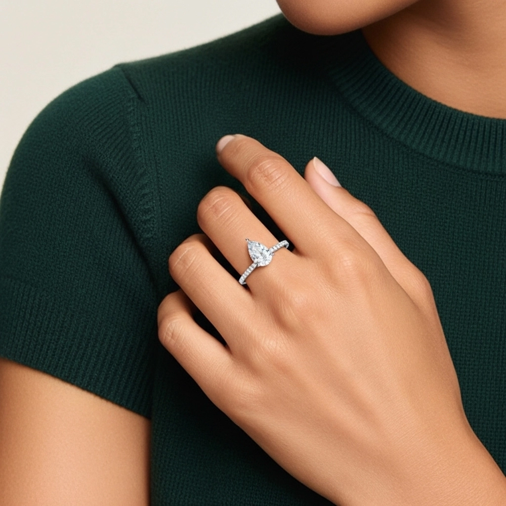 Simple Pear 1.00ct Cubic Zirconia Engagement Ring