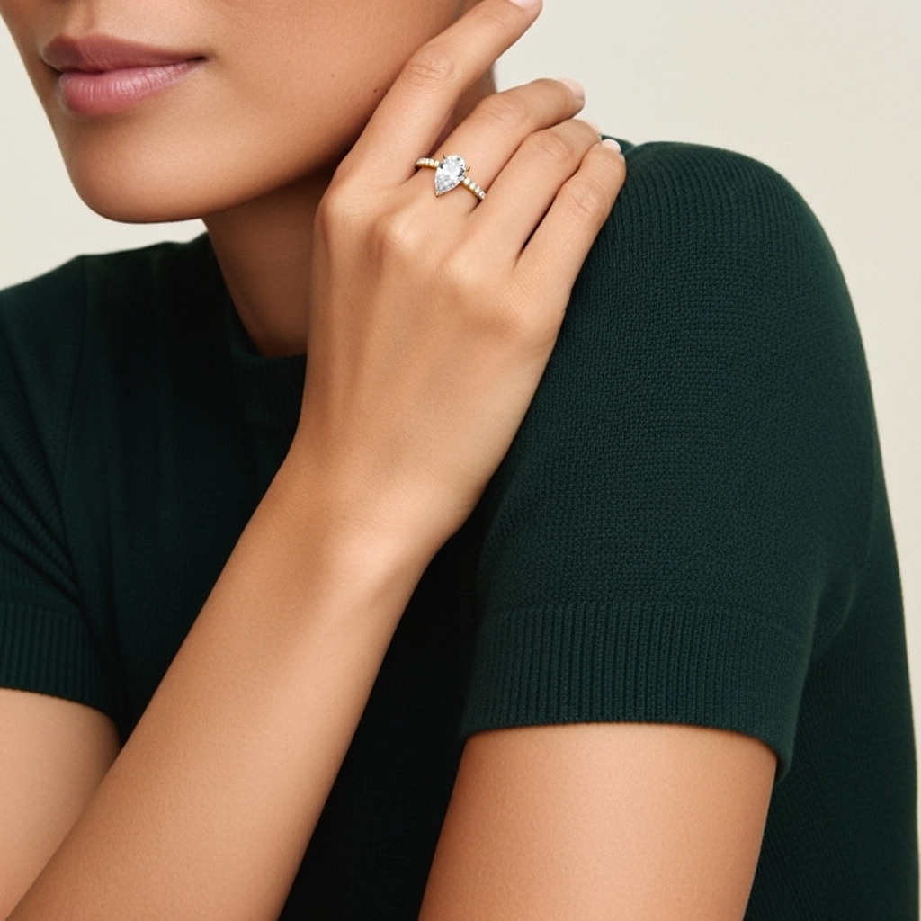 Simple Pear 1.00ct Cubic Zirconia Engagement Ring