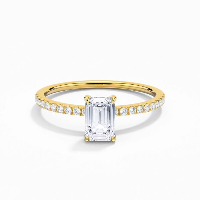 Simple Émeraude Zircon cubique Bague de fiançailles 0.80ct En Blanc Argent sterling 925 Tige Droite