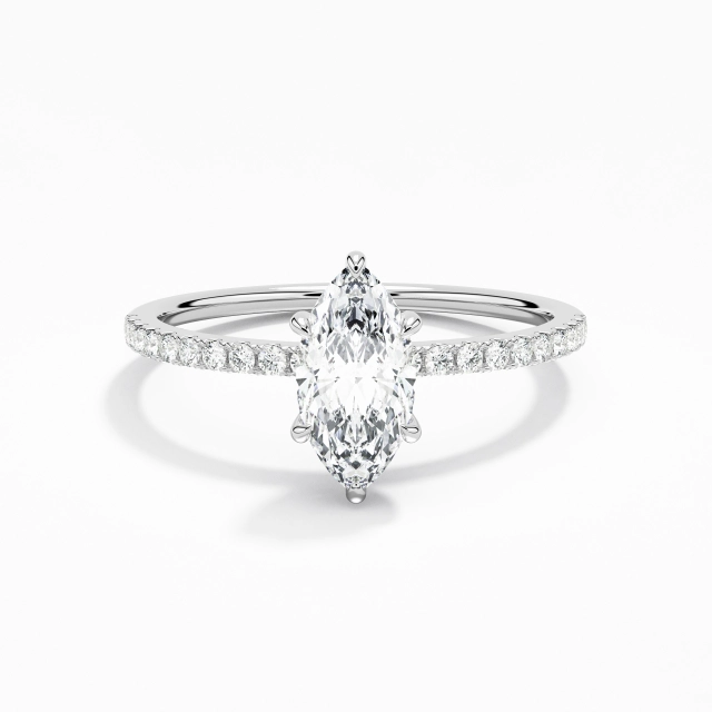 Simple Marquise Zircon cubique Bague de fiançailles 0.80ct En Blanc Argent sterling 925 Tige Droite