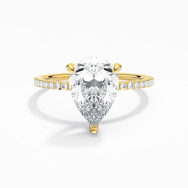 Simple Pera Moissanita Anillo de Compromiso 2.00ct En Blanco Plata esterlina 925 Pata recta