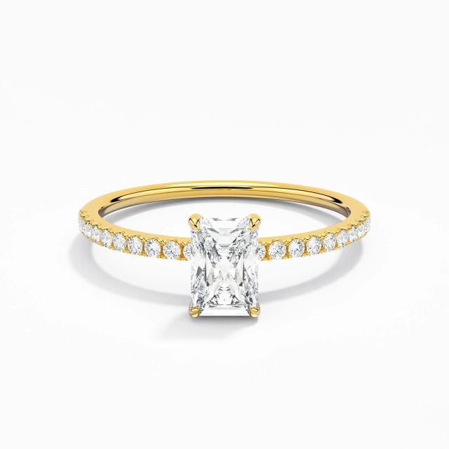 Simple Radiant Zircon cubique Bague de fiançailles 0.80ct En Blanc Argent sterling 925 Tige Droite