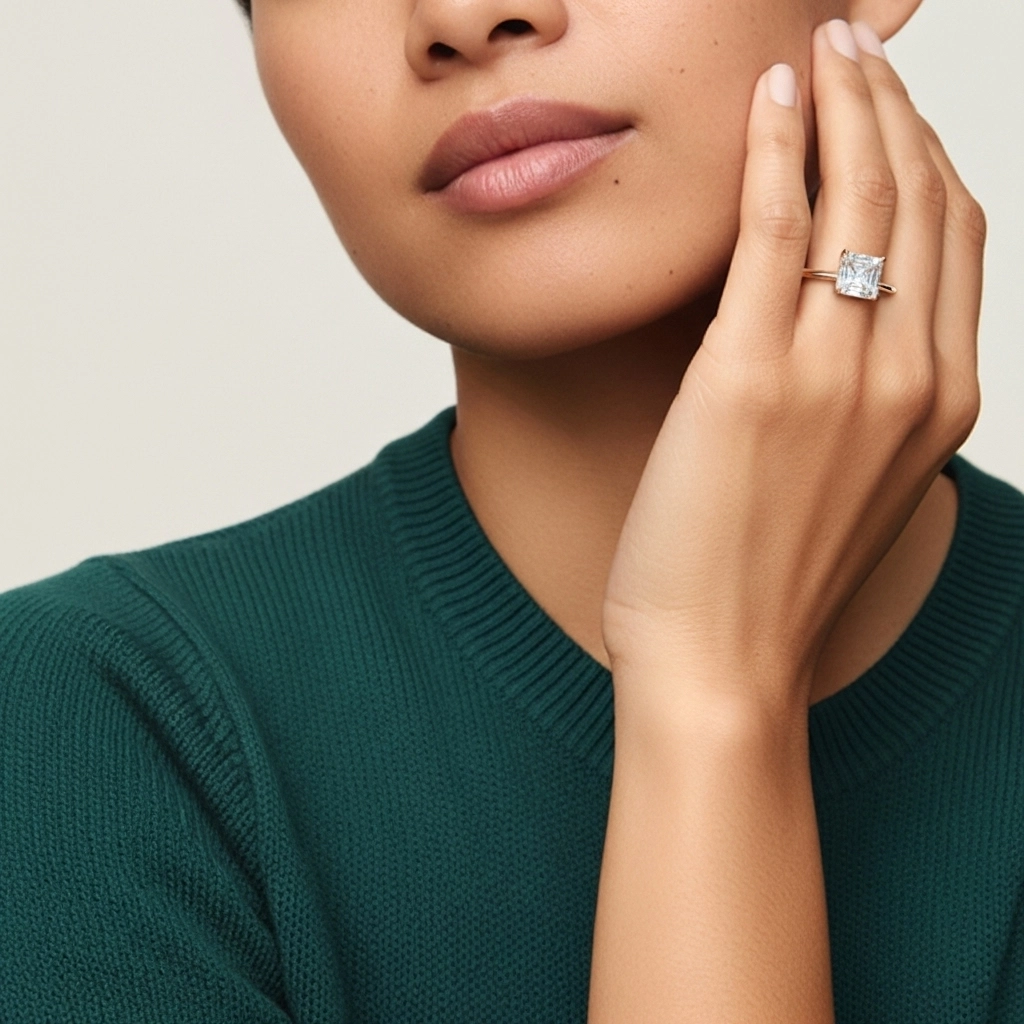 Clásico Asscher 2.00ct Circonio cúbico Anillo de Compromiso