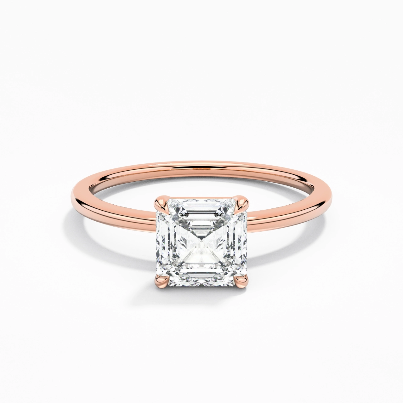 Classique Asscher 1.00ct Zircon cubique Bague de fiançailles