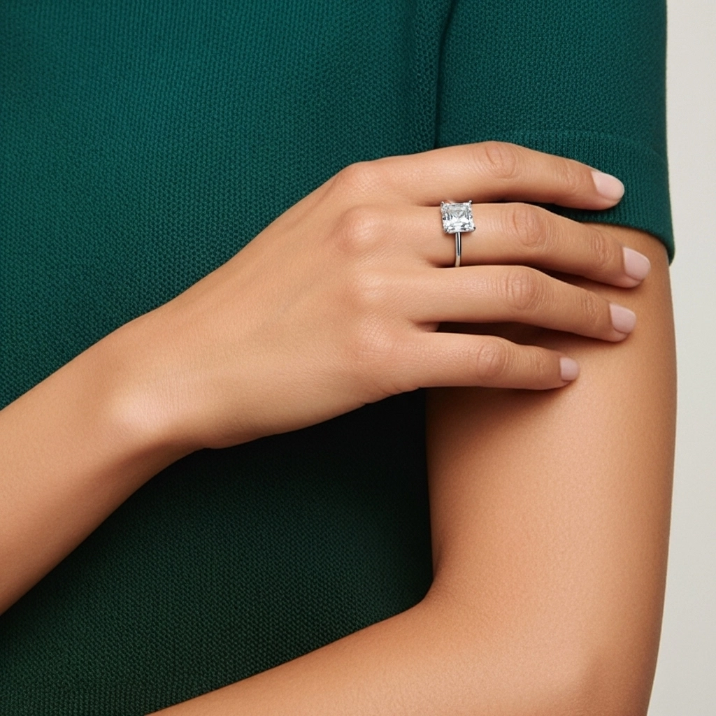 Classic Asscher 1.00ct Cubic Zirconia Engagement Ring