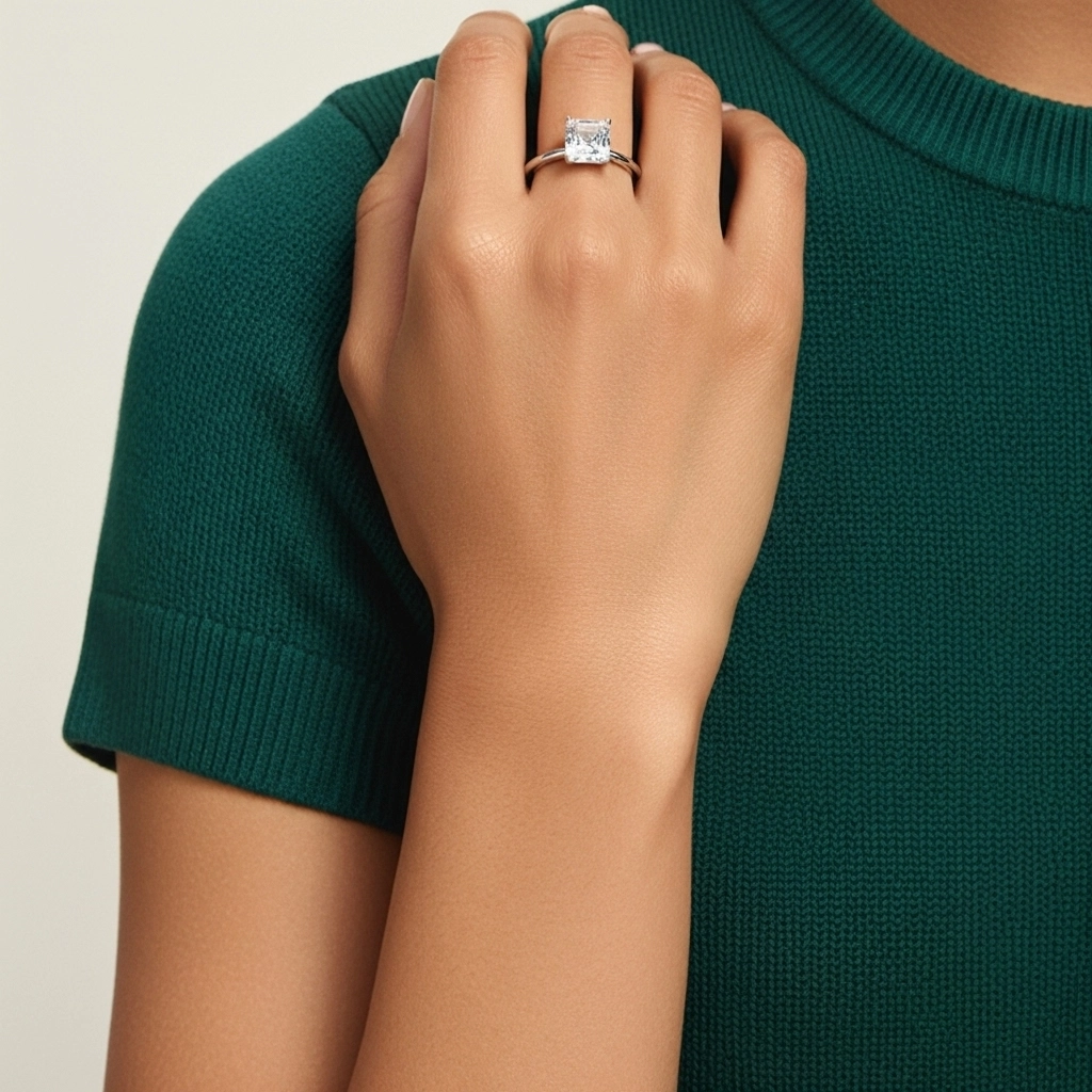 Classic Asscher 1.00ct Cubic Zirconia Engagement Ring