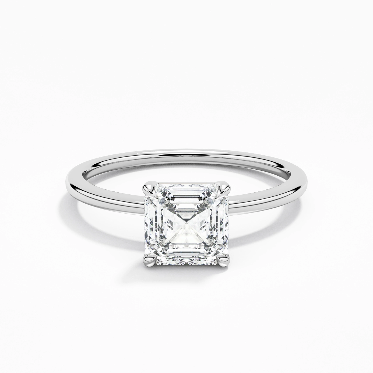 Classique Asscher 1.00ct Zircon cubique Bague de fiançailles