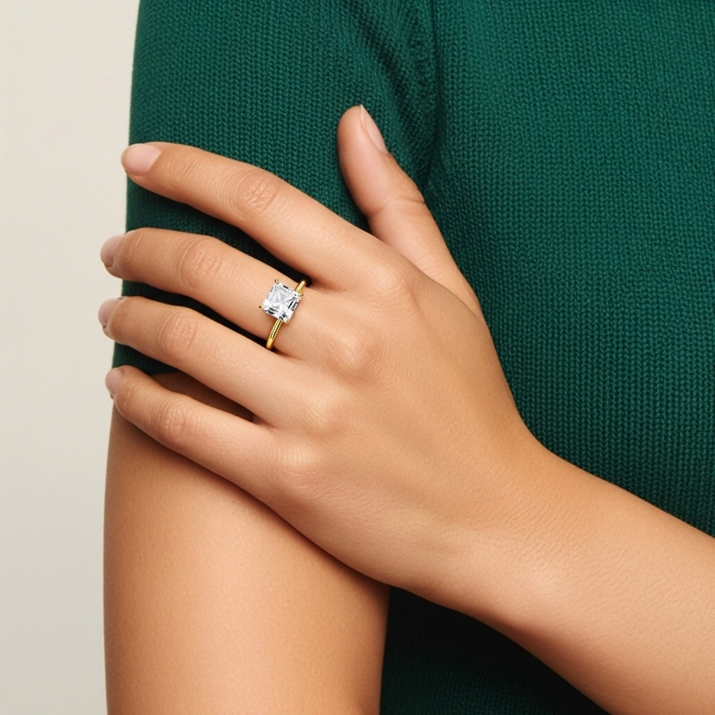 Classique Asscher 2.00ct Zircon cubique Bague de fiançailles