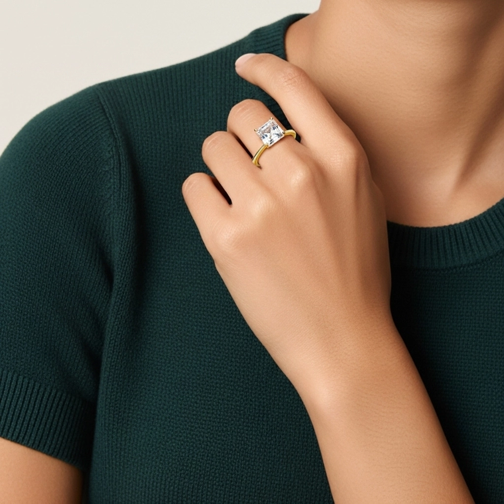 Classique Asscher 2.00ct Zircon cubique Bague de fiançailles