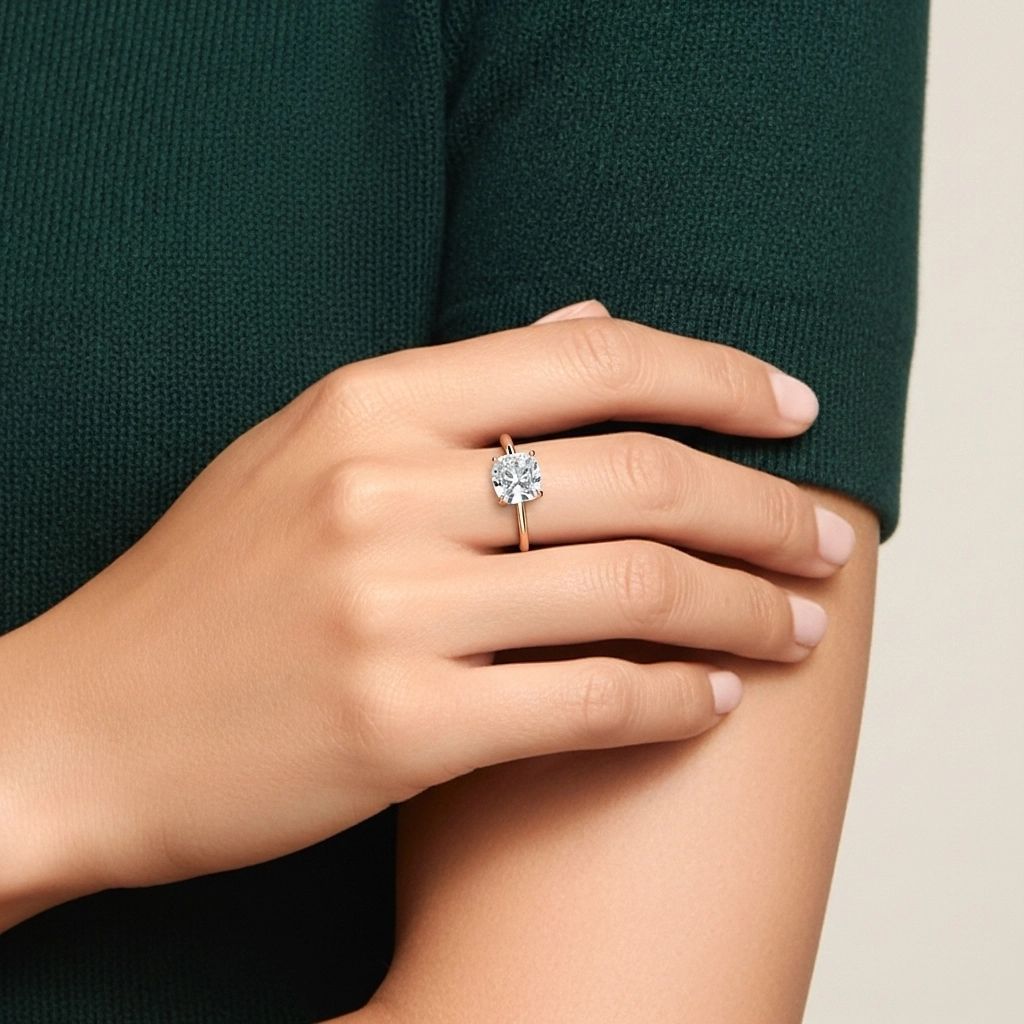 Clásico Cojín 2.00ct Circonio cúbico Anillo de Compromiso