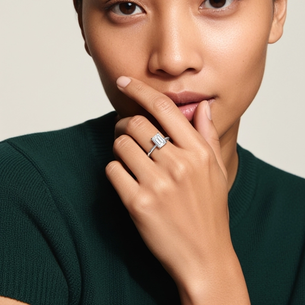 Classic Emerald 0.80ct Cubic Zirconia Engagement Ring