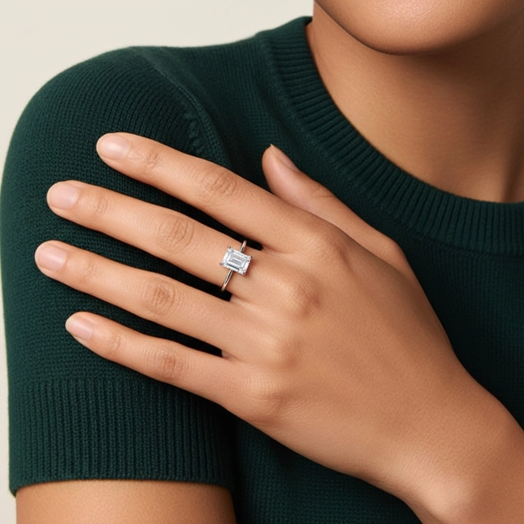 Classic Emerald 0.80ct Cubic Zirconia Engagement Ring