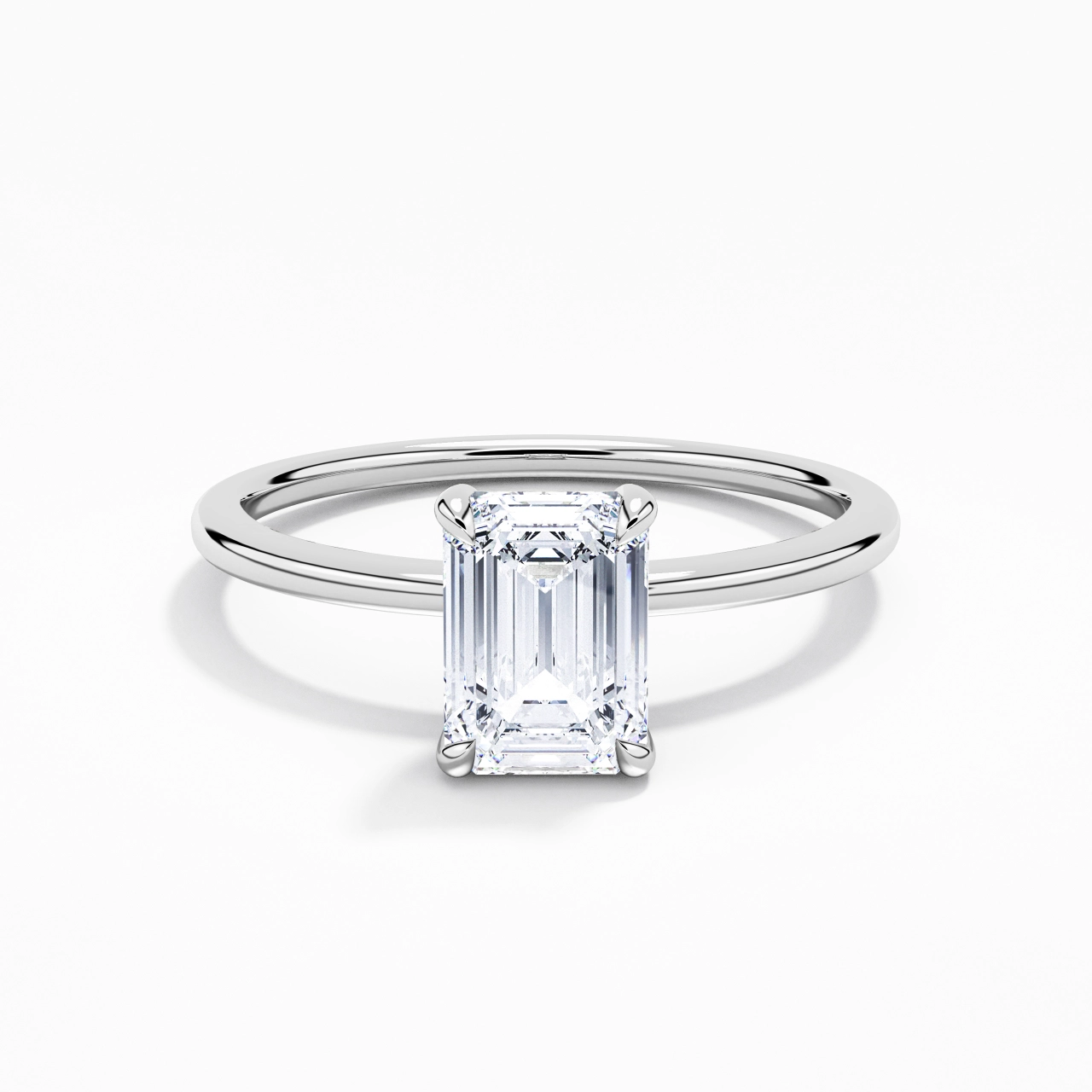 Classique Émeraude 1.00ct Zircon cubique Bague de fiançailles