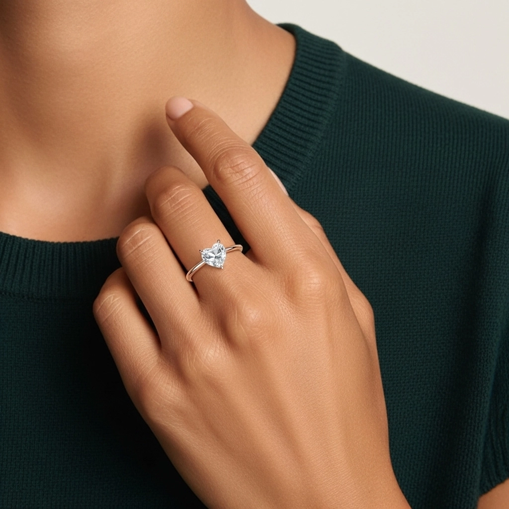 Classic Heart 1.00ct Cubic Zirconia Engagement Ring