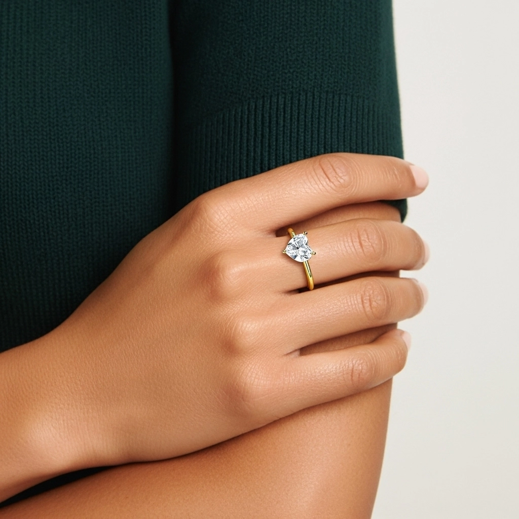 Classic Heart 1.00ct Cubic Zirconia Engagement Ring