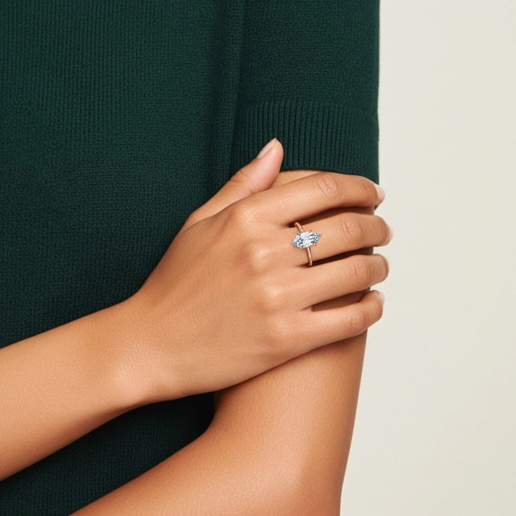 Classic Marquise 0.80ct Moissanite Engagement Ring