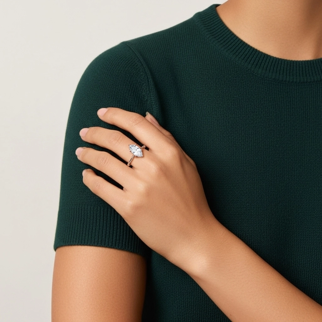 Classic Marquise 0.80ct Moissanite Engagement Ring