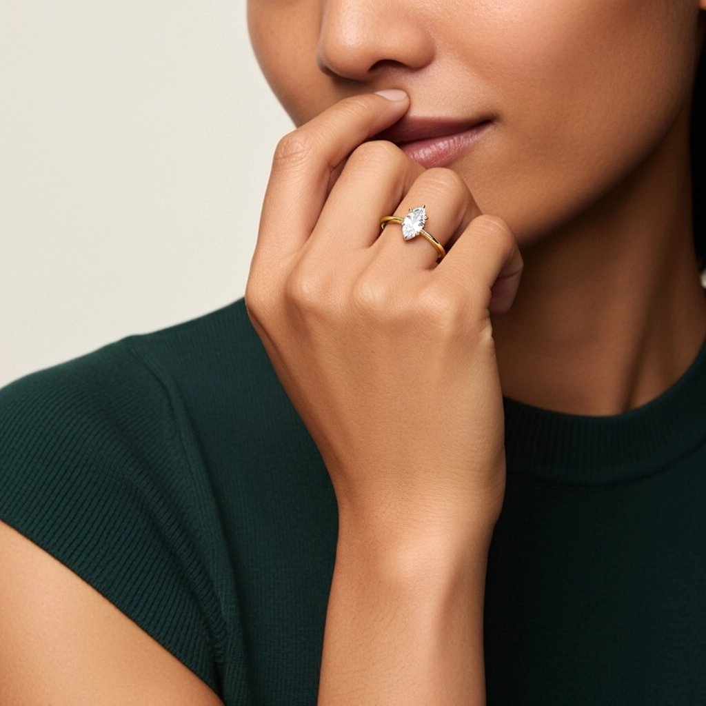 Classique Marquise 0.80ct Moissanite Bague de fiançailles